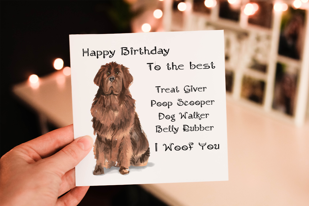 Newfoundland Dog Birthday Card, Dog Birthday Card